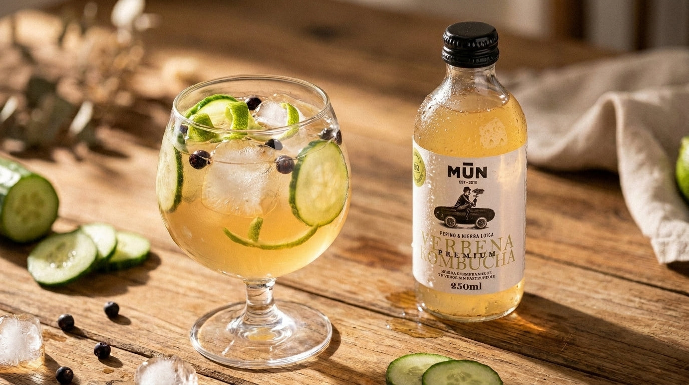 Receta gin-tonic-sin-alcohol-kombugin con Mūn Verbena Kombucha 250 ml