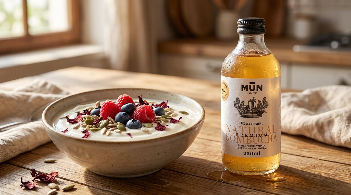 Yogur vegano con Mūn Natural Kombucha 250 ml