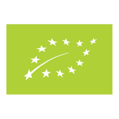 Logotipo de producción ecológica de la Unión Europea. Certificación orgánica para kombucha y otros productos sostenibles.