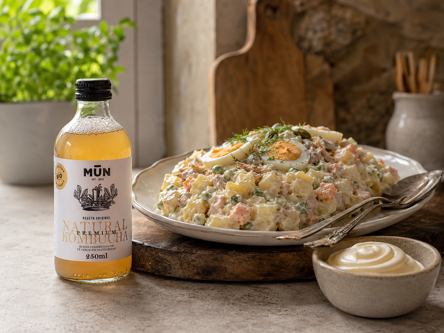 Ensaladilla rusa con mayonesa probiótica de Natural Kombucha