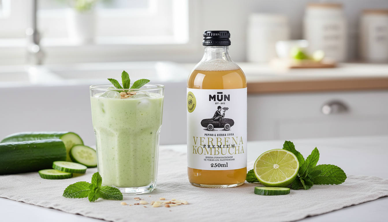 Crema fría de pepino y menta con Verbena Mūn Kombucha