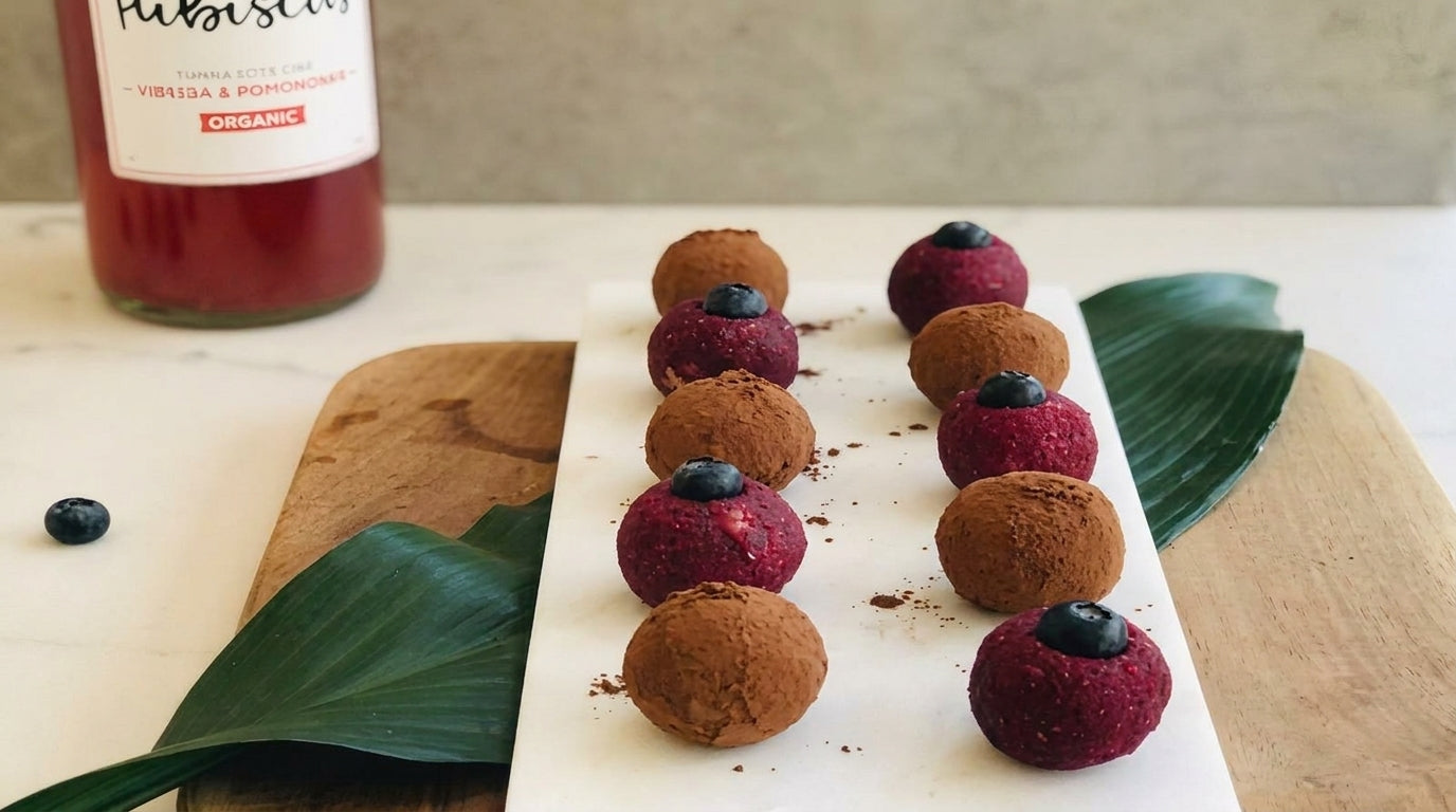Receta trufas-de-chocolate-con-hibiscus-kombucha con Mūn Kombucha