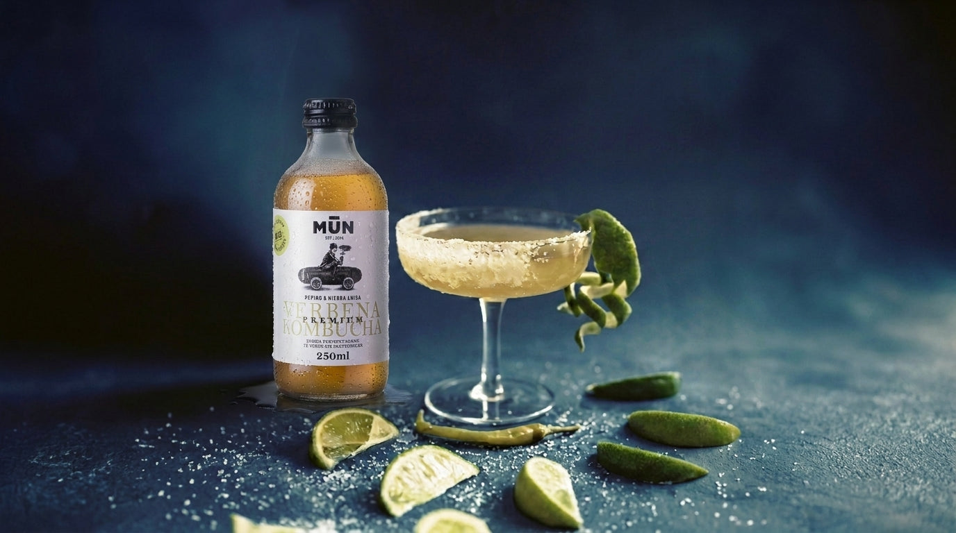 Receta margarita-receta-komburita-verbena-kombucha con Mūn Verbena Kombucha 250 ml