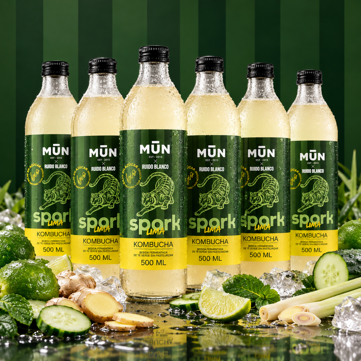 Pack Reset SPARK: dos cajas de 6 botellas de kombucha Mūn x Ruido Blanco lima de 500 ml